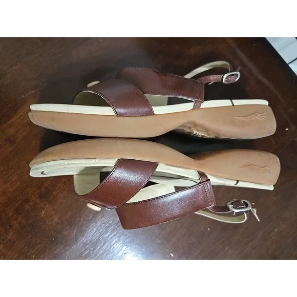 Dansko Sling Back Open Toe Womens Sandal Shoes Sz 38 Or US 8 Brown Leather - Picture 6 of 9
